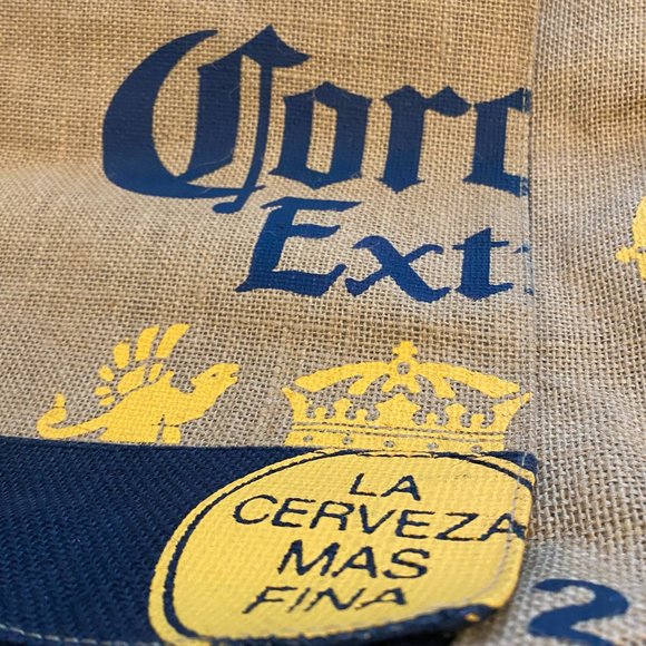 Beach Picnic Beer Towel Corona Burlap Shoulder Bag Strap Flap Satchel - Picture 2 of 5